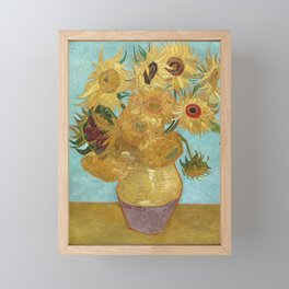 Vase with Twelve Sunflowers - Still Life, Van Gogh Framed Mini Art Print