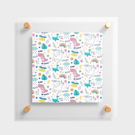 Dinosaur With Unicorn Pattern Floating Acrylic Print