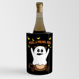 Ghost Cow Moo I Mean Boo Funny Halloween Wine Chiller