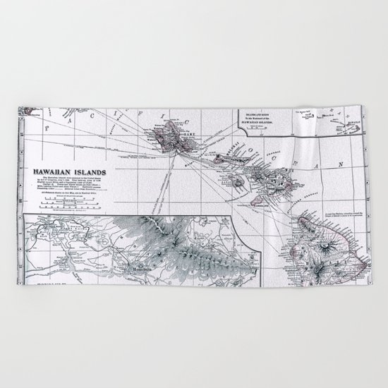 Vintage Hawaii Map 1899 Beach Towel