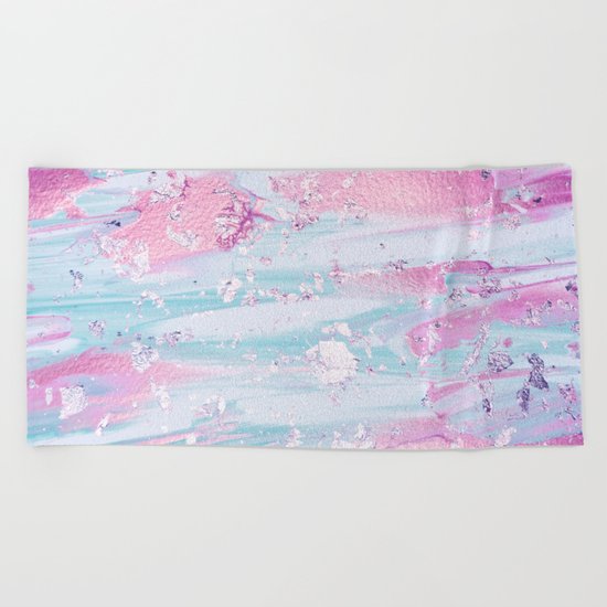 Shine Shimmer Pastel Pink and Blue Modern Beach Towel