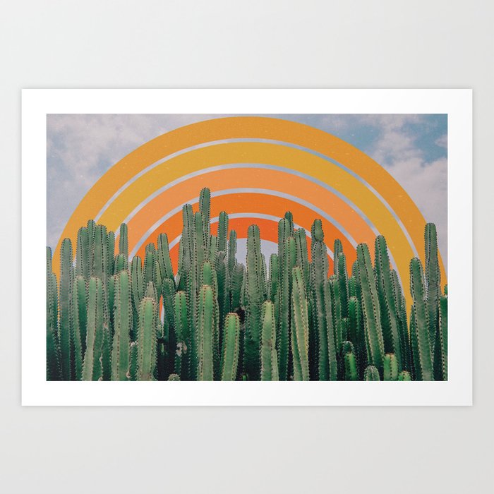 Cactus and Rainbow #1 Art Print