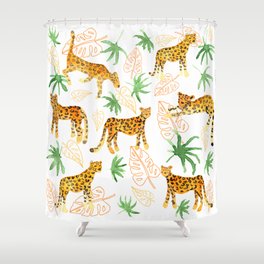 Jumping jungle leopards Shower Curtain