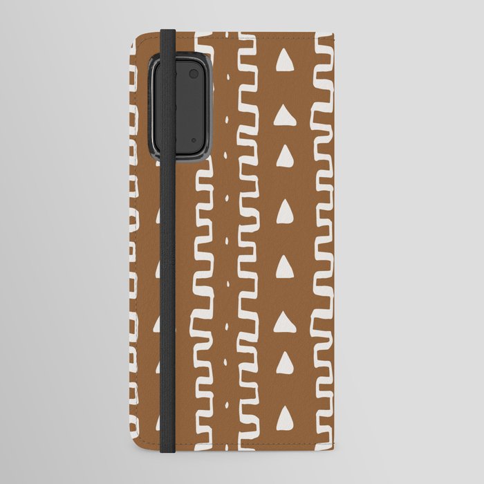 Merit Mud Cloth Light Brown and White Triangle Pattern Android Wallet Case