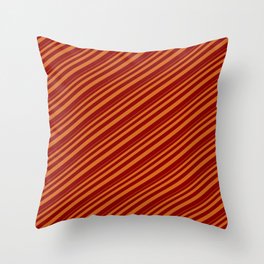 [ Thumbnail: Chocolate and Dark Red Colored Lined/Striped Pattern Throw Pillow ]