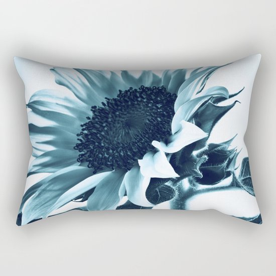Blue Sunflower Rectangular Pillow