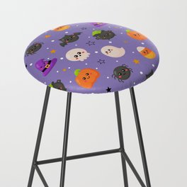 Halloween Seamless Pattern with Funny Spooky on Purple Background Bar Stool