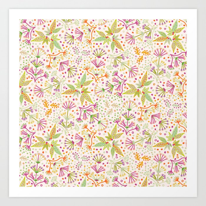 Spring Flower Meadow Sunny Vibes In Orange Lime