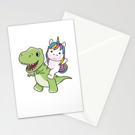 Unicorn Rides On Trex Cute Dinosaur With Unicorns Stationery Card