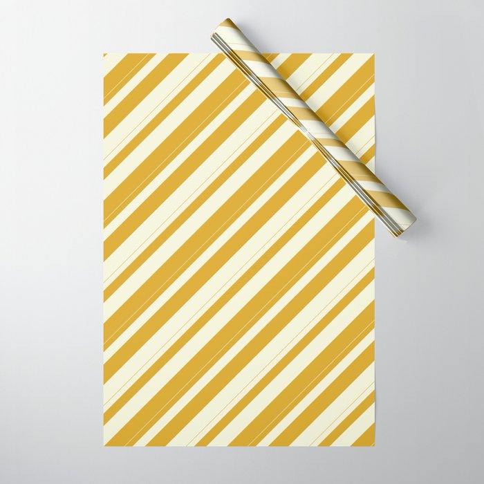 Beige & Goldenrod Colored Pattern of Stripes Wrapping Paper