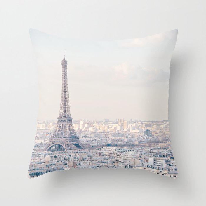 Paris Skyline, Eiffel Tower View, Travel Photography Throw Pillow