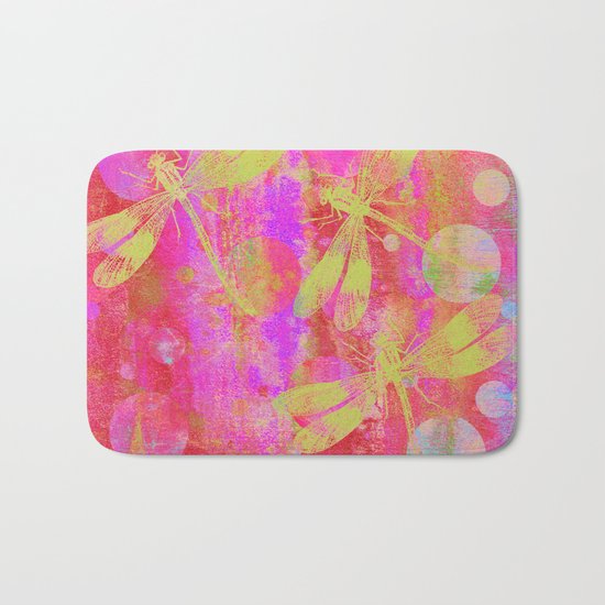 A Dragonflies and Dots Q Bath Mat