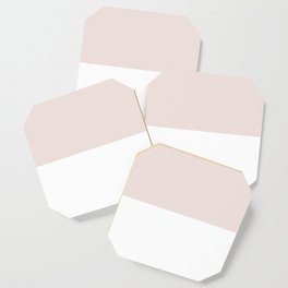 Pastel Pale Pink And White Split in Horizontal Halves Coaster