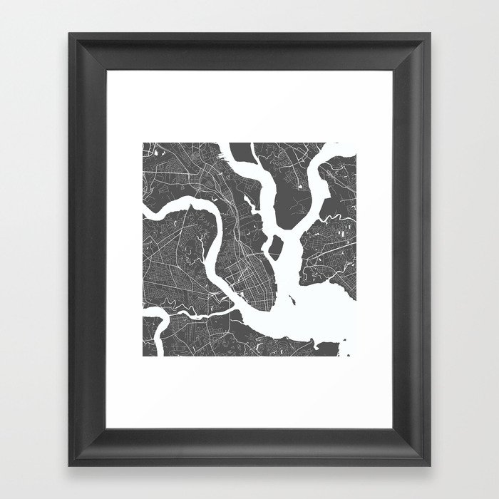 Charleston USA Modern Map Art Print Framed Art Print
