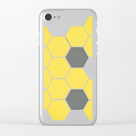 Yellow Honeycomb Clear iPhone Case