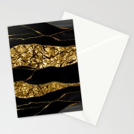 Girly Trend - Black Marble And Gold Metallic Foil  Stationery Card