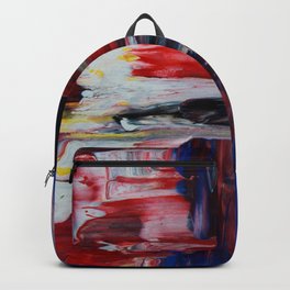 Blue Pillars on Red - Detail #2 Backpack | Theartlion, Gift, Other, Blue, Abstract, Closeup, Acrylic, Present, Pillars, Detail 