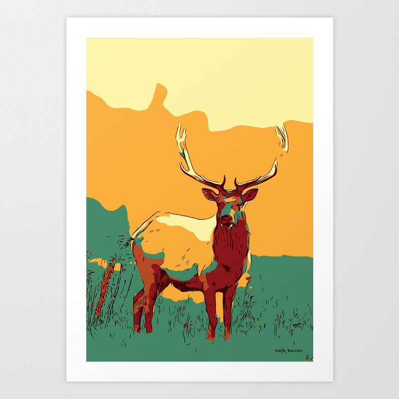 Buck Deer Art Deer Decor Deer Print Deer Painting Deer Poster Deer Wall Art Animal Art Print Art Print By Rafa Borroto Society6