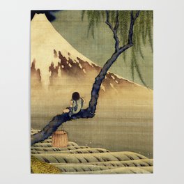 Katsushika Hokusai Boy Viewing Mount Fuji Poster