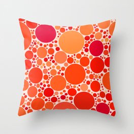 Hot Orange and Red Polka Dots Abstract Pattern Throw Pillow