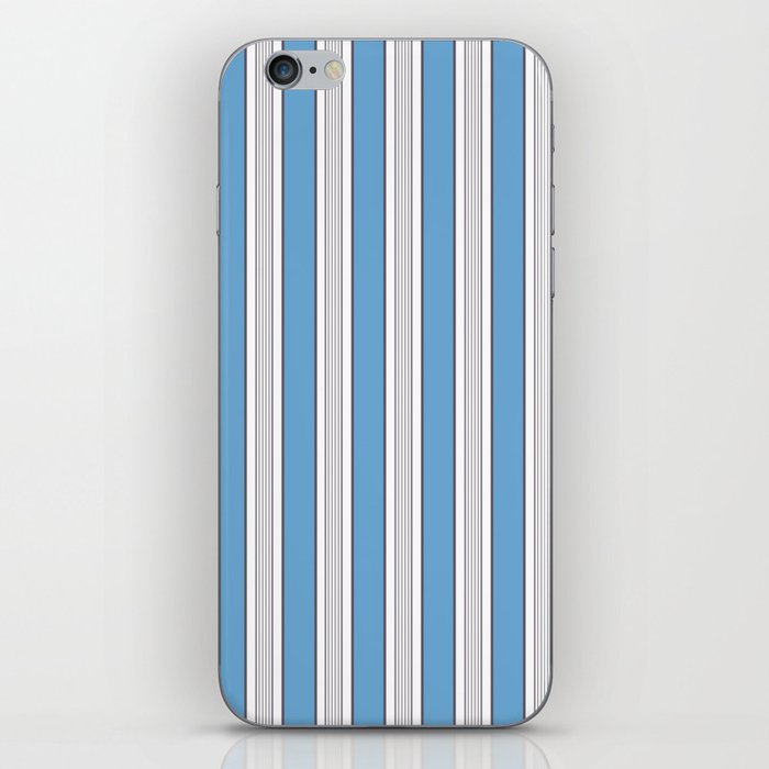 Vintage Cabana Stripe Blue And Gray Retro Boho Coastal Beach Vibe iPhone Skin