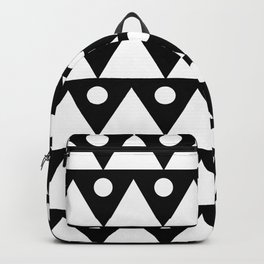 Dots & Triangles 2 - White & Black Abstract Repeat Vector Pattern Blackout Curtain Backpack