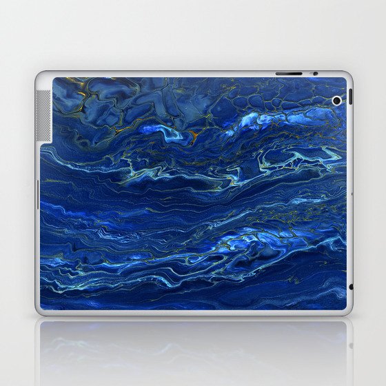 Navy Blue & Gold Marble Abstraction Laptop & iPad Skin