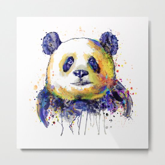 Colorful Panda Head Metal Print