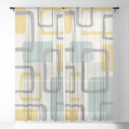 Mid Century Modern Abstract Squares Pattern 453 Sheer Curtain