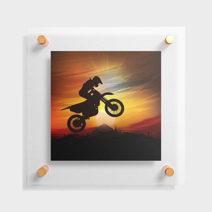 Mountain Motorcycle Adventure - Sunset Floating Acrylic Print