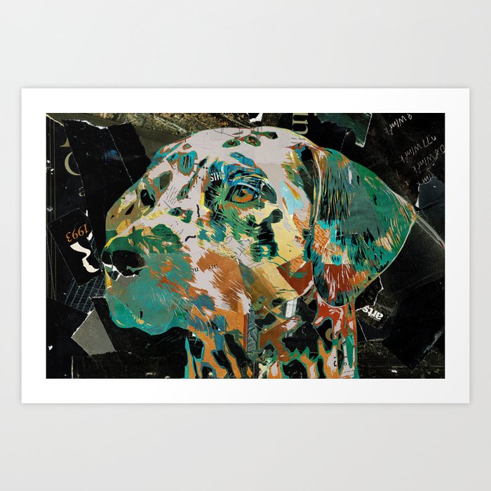 Dalmatian Colorful Paper Collage Art Print