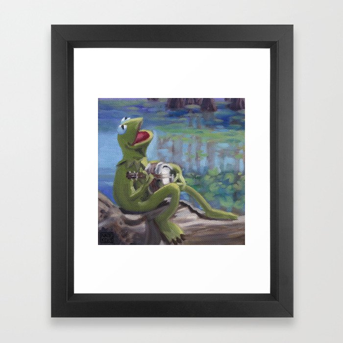 Banjo Playing Frog Framed Art Print