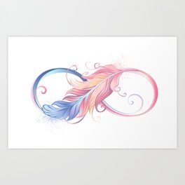 Infinity Symbol with Pink Feather Art Print