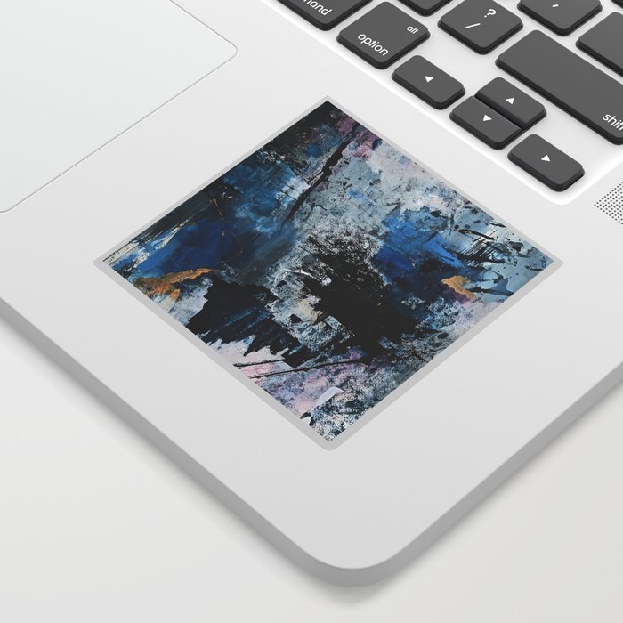 Breathe: colorful abstract in black, blue, purple, gold and white Sticker