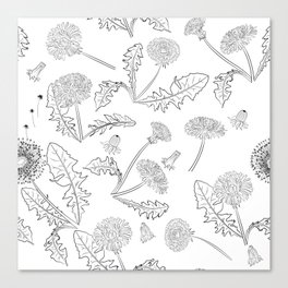 Dandelions Ink seamless pattern Canvas Print