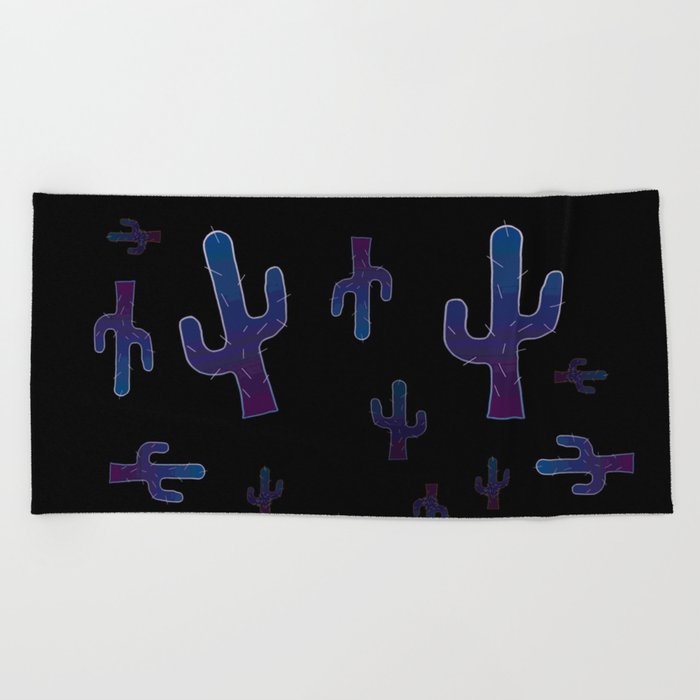 Cactus boys at night Beach Towel