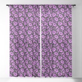 Two Kisses Collided Playful Pink Colored Lips Pattern Sheer Curtain