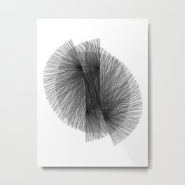 Black & White Radiating Lines Mid Century Modern Geometric Abstract Metal Print