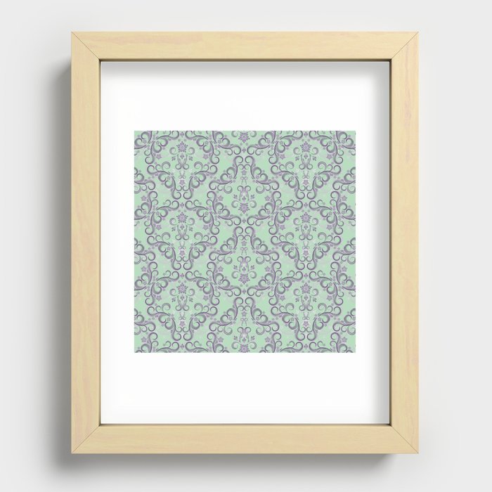 Meditation Room Seamless Floral Mint Recessed Framed Print