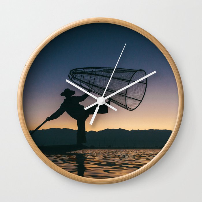 Burmese Fisherman Wall Clock