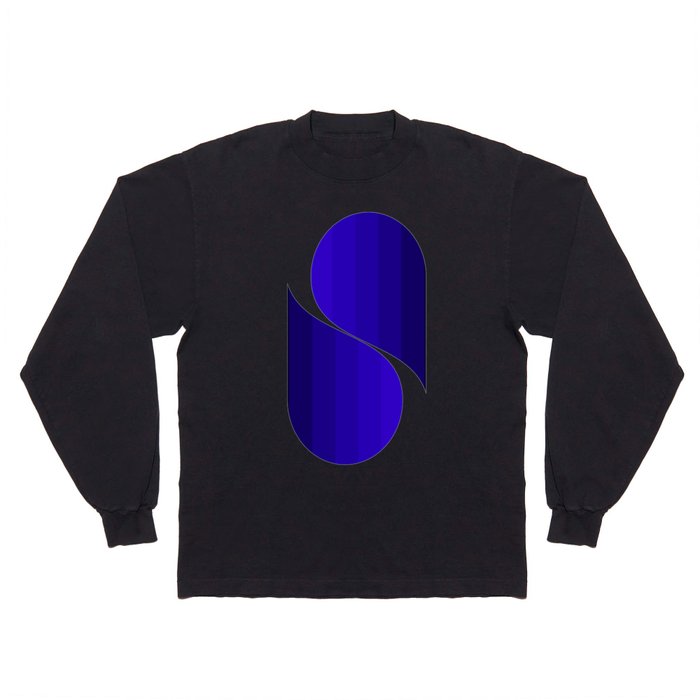 Minimalist Abstract Shapes 28 in Blue Long Sleeve T Shirt