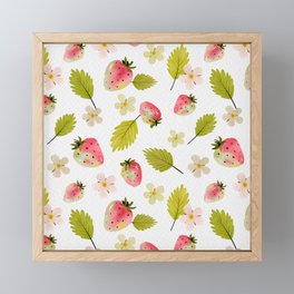 Strawberry pattern Framed Mini Art Print