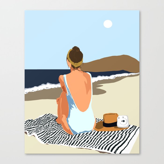 No Posting, No Liking, Just Living, Solitude Solo Woman Travel, Boss Lady Beach Ocean Sea, Summer Tan Bohemian Canvas Print