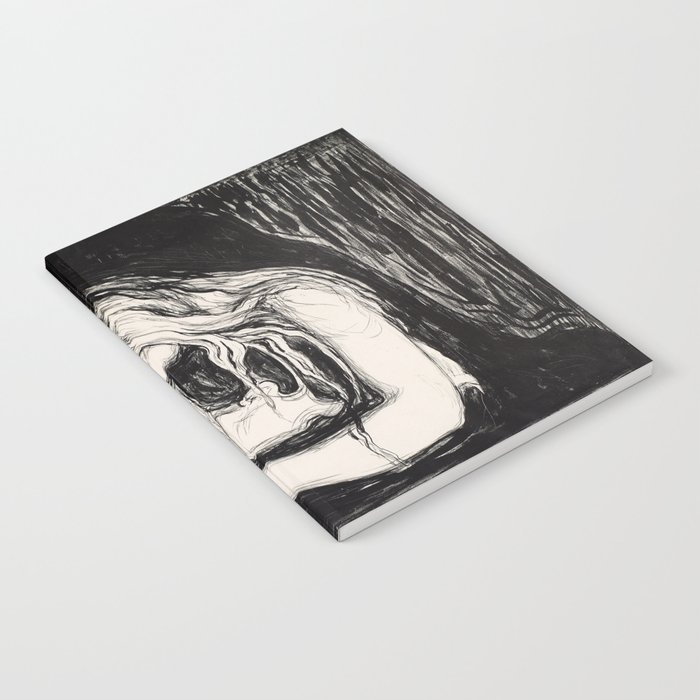 Love and Pain (Vampire I) Edvard Munch Black White Print Notebook