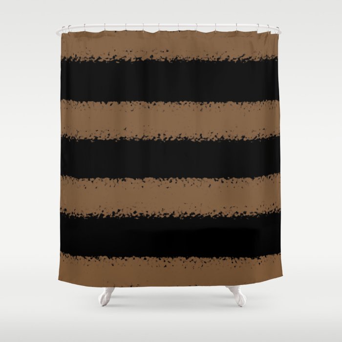 Brown and Black Horizontal Stripe Pattern - Sherwin Williams 2022 Color Uber Umber SW 9107 Shower Curtain
