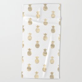 Gold Pineapples Beach Towel