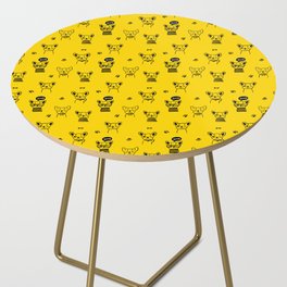 Yellow and Black Hand Drawn Dog Puppy Pattern Side Table