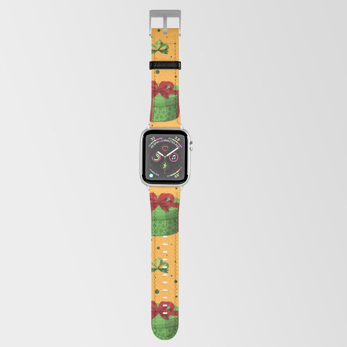 Christmas Pattern Yellow Green Gifts Bow Apple Watch Band