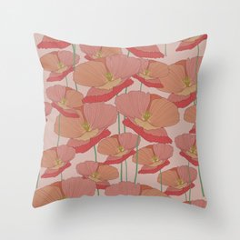 Soft Poppy // Normal Scale// Salmon Pink Background  Throw Pillow