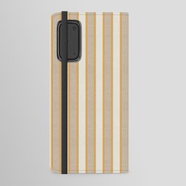 Pastel Tan And Gold Braid Cabana Stripes On Off-White Cream Vintage Aesthetic Android Wallet Case